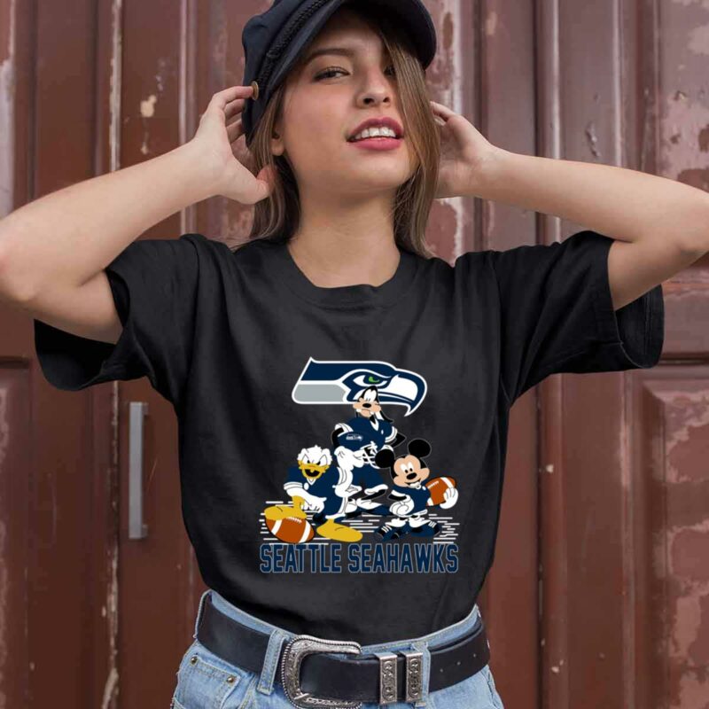 Mickey Donald Goofy Seattle Seahawks 0 T Shirt