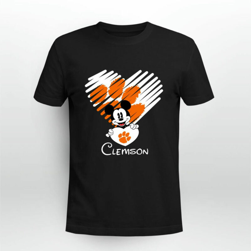 Mickey Mouse Hug Heart Clemson Tigers Logo 0 T Shirt