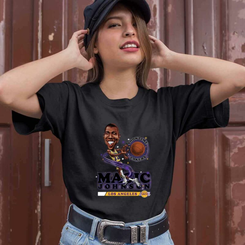 Mitchell And Ness Magic Johnson Los Angeles Lakers Black Salem Classic 0 T Shirt