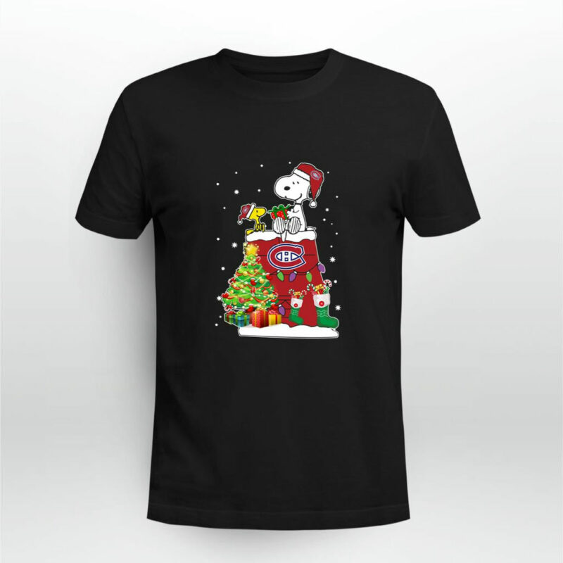 Montreal Canadians Snoopy Woodstock Christmas 0 T Shirt