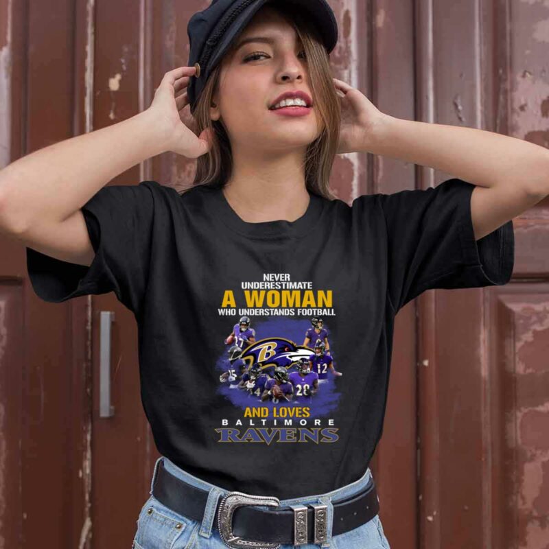 Never Underestimate A Woman Who Understands Football And Loves Ravens 0 T Shirt