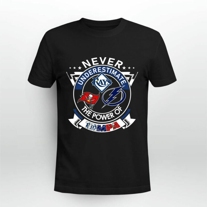 Never Underestimate Tampa Bay Rays Tampa Bay Lightning And Tampa Bay Buccaneers The Power Of Tampa 0 T Shirt