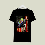 No One Fight ALone Autism Awareness American Flag Daisy 4 T Shirt