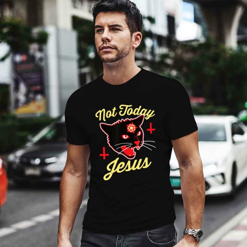 Not Today Jesus Hail Satan Satanic Cat Vintage Band 0 T Shirt