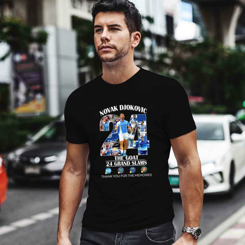 Novak Djokovic 24 The Goat 24 Grand Slams Thank You For The Memories Signature 0 T Shirt