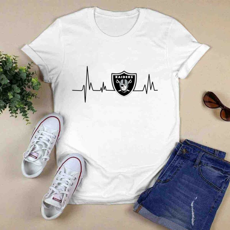 Oakland Raiders Heartbea White 0 T Shirt