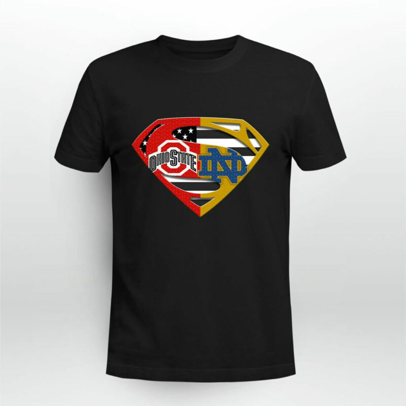 Ohio State Buckeyes And Notre Dame Fighting Superman Logo 0 T Shirt