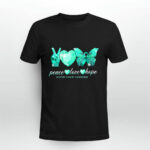 Peace Love Hope Ovarian Cancer Awareness 2 T Shirt