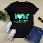 Peace Love Hope Ovarian Cancer Awareness 4 T Shirt