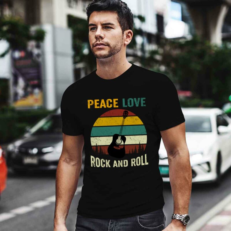 Peace Love Rock And Roll Guitar Retro Vintage 0 T Shirt