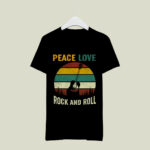 Peace Love Rock And Roll Guitar Retro Vintage 3 T Shirt