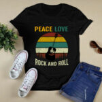 Peace Love Rock And Roll Guitar Retro Vintage 4 T Shirt