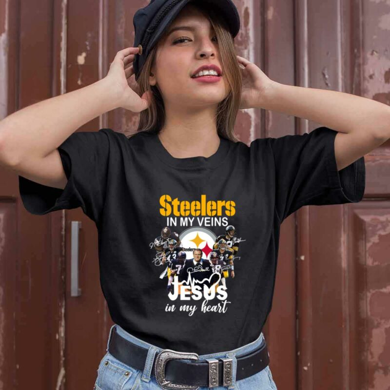 Pittsburgh Steelers In My Veins Jesus In My Heart Signatures 0 T Shirt