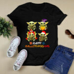 Pumpkin Santa Witch Baby Yoda Happy Hallothanksmas 2 T Shirt