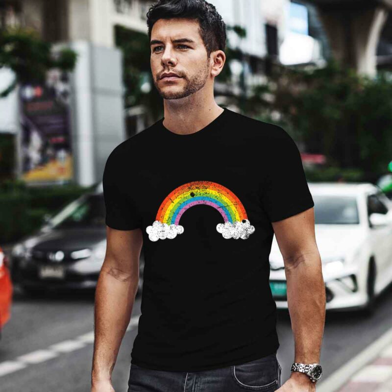 Rainbow Vintage Retro 80S Style Gay Pride 0 T Shirt
