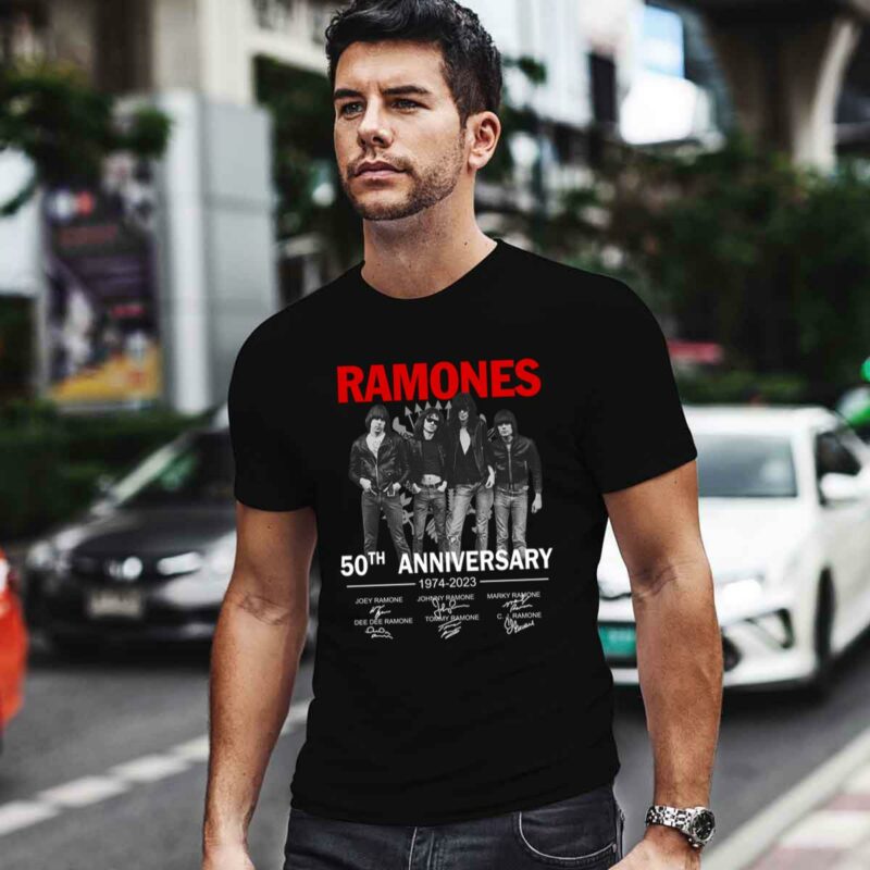 Ramones 50Th Anniversary 1974 2024 Signatures Band Music 0 T Shirt