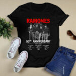 Ramones 50th Anniversary 1974 2024 Signatures Band Music 2 T Shirt