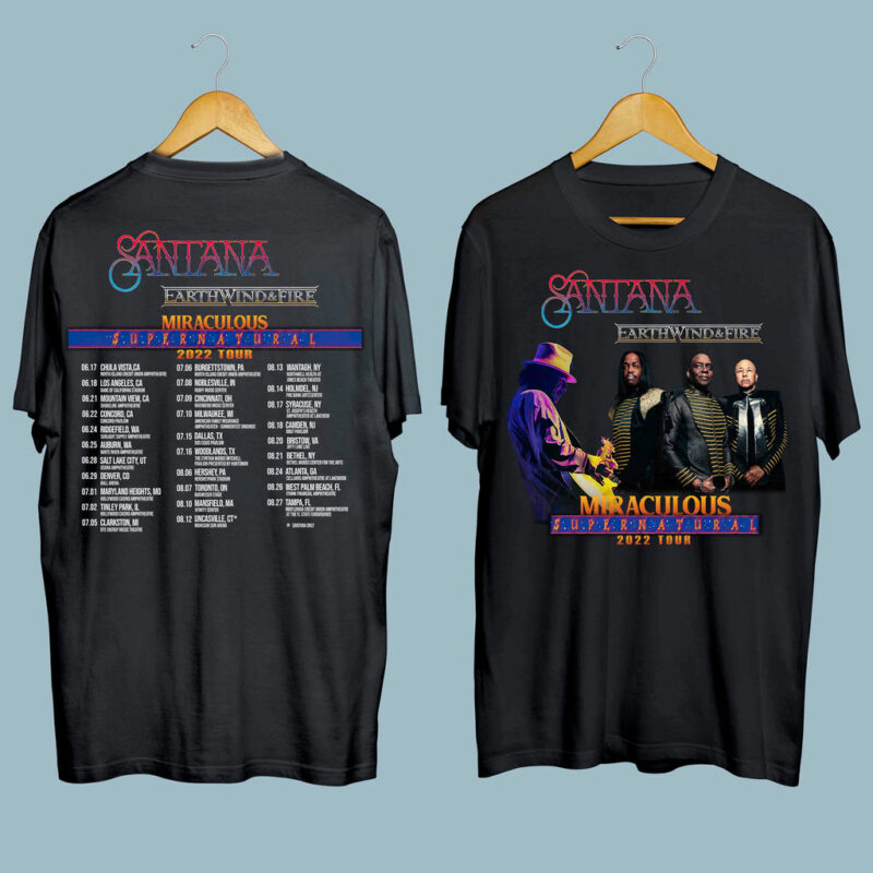 Santana Earth Wind Fire Miraculous Supernatural Tour 2022 Front 4 T Shirt