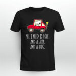Snoopy All I need is love and a jeep and a dog 3 T Shirt