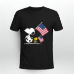 Snoopy And Woodstock Hold The Hand American Flag 2 T Shirt
