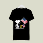 Snoopy And Woodstock Hold The Hand American Flag 3 T Shirt