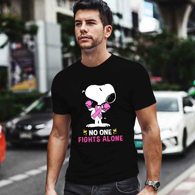 Snoopy Dog Breast Cancer Awareness No One Fights Alone Black 0 T Shirt