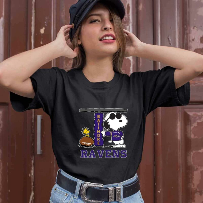 Snoopy Joe Cool And Woodstock The Baltimore Ravens 0 T Shirt