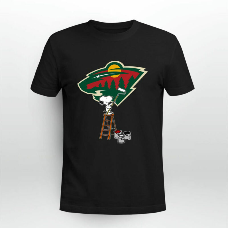 Snoopy Paints The Minnesota Wild Logo Ice Hockey 0 T Shirt