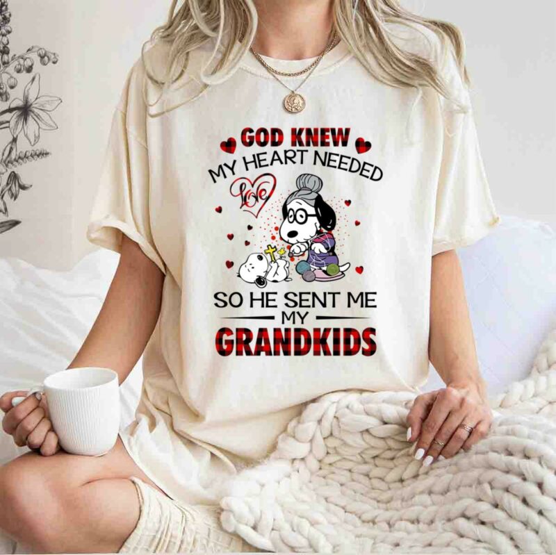 Snoopy Woodstock And Grandma God Knew My Heart Needed So He Sent Me My Grandkid 0 T Shirt