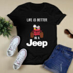 Snoopy and Charlie Brown Life is better in a jeep 4 T Shirt