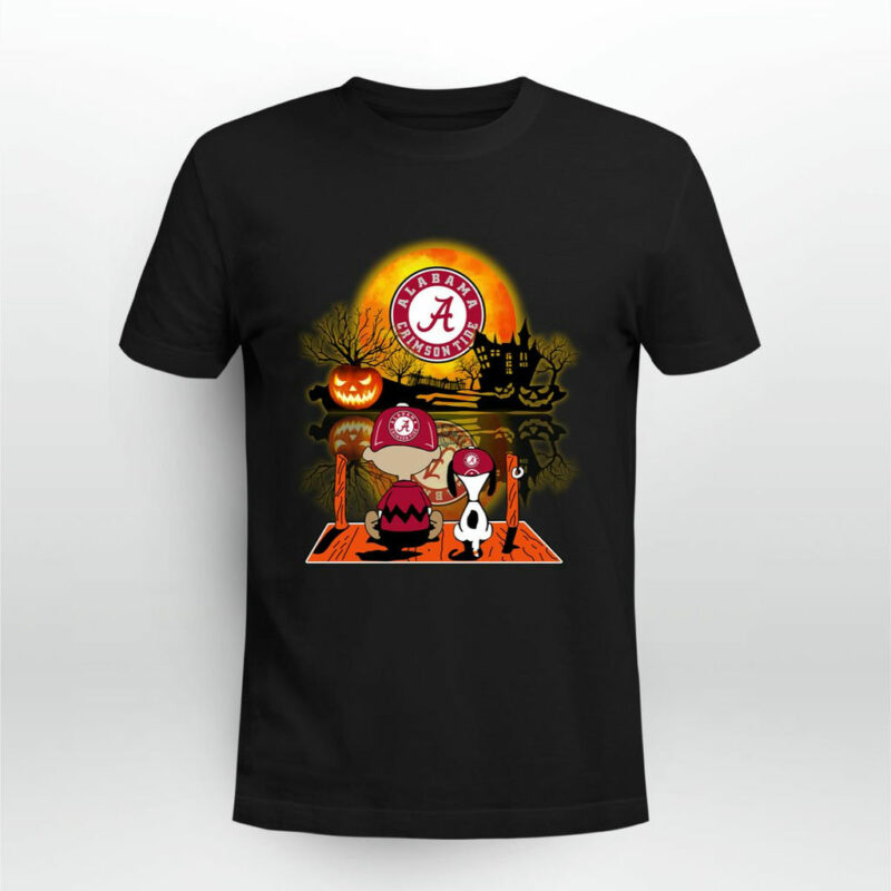 Snoopy And Charlie Brown Pumpkin Alabama Crimson Tide Halloween Moon 0 T Shirt