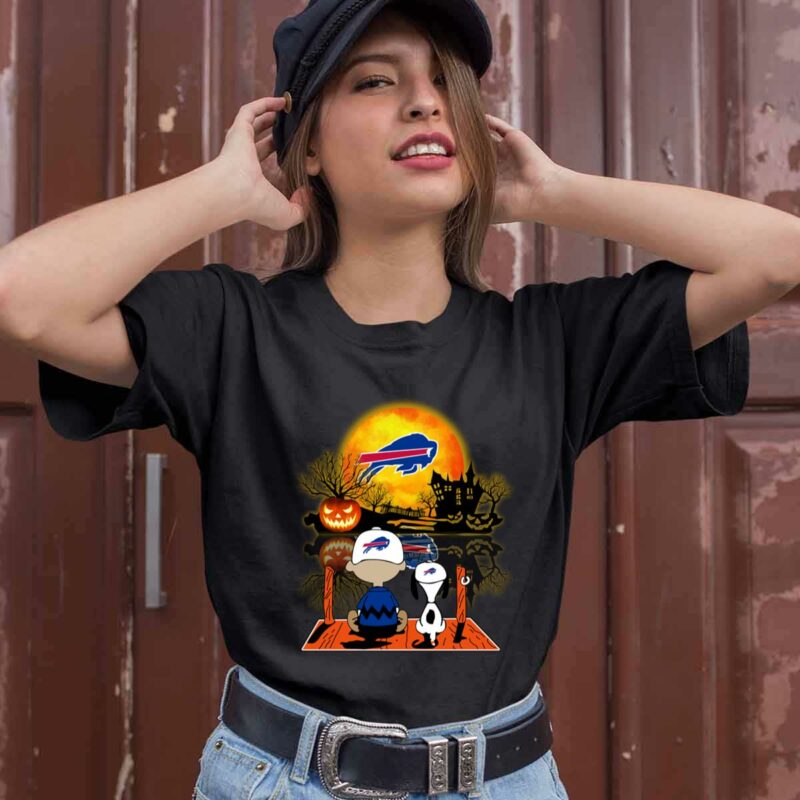 Snoopy And Charlie Brown Watching Buffalo Bills Halloween 0 T Shirt