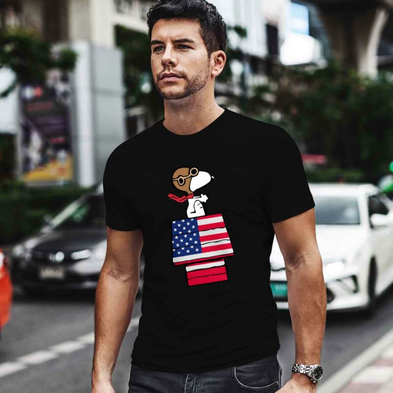 Snoopy Flying Us Flag House 0 T Shirt