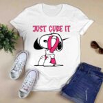 Snoopy hug Breast Cancer Just Cure It Nike Pink 0 T Shirt