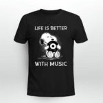 Snoopy life is better with music 3 T Shirt