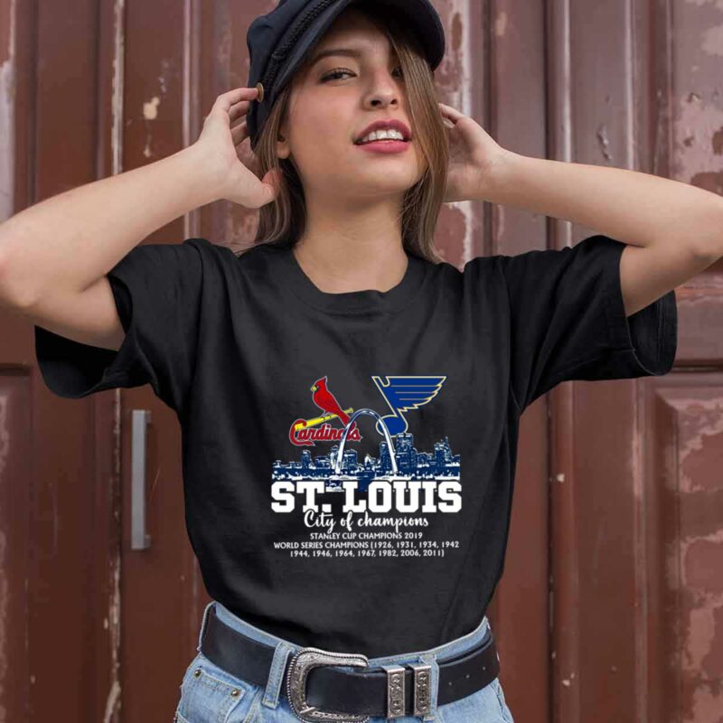 St Louis Cadinals St Louis Blues St Louis City Of Champion 0 T Shirt