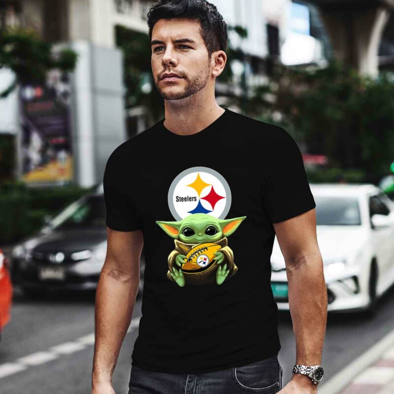 Star Wars Football Baby Yoda Hug Pittsburgh Steelers 0 T Shirt