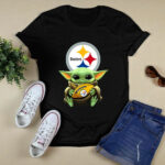Star Wars Football Baby Yoda Hug Pittsburgh Steelers 3 T Shirt