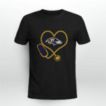 Stethoscope Heart Baltimore Ravens 3 T Shirt