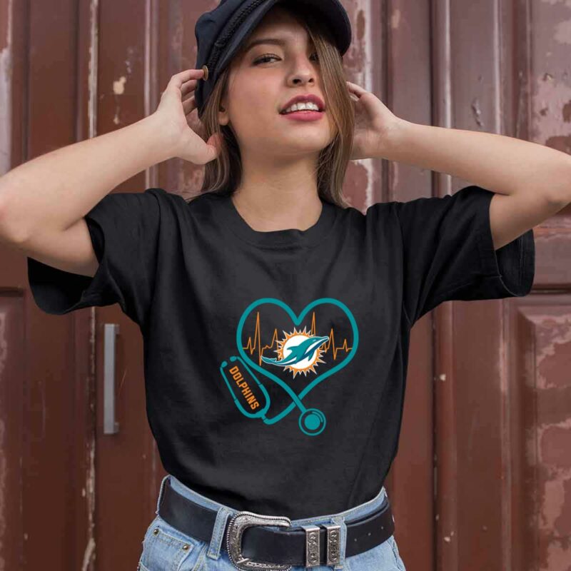 Stethoscope Heart Miami Dolphins 0 T Shirt