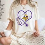 Stethoscope Heart Minnesota Vikings Logo 3 T Shirt