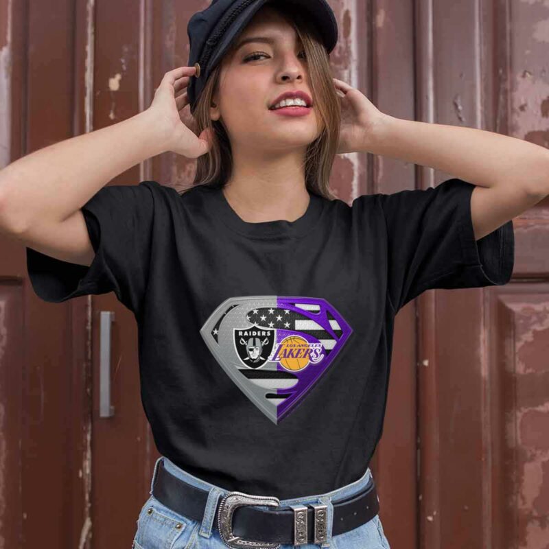 Superman Las Vegas Raiders And Los Angeles Lakers 0 T Shirt