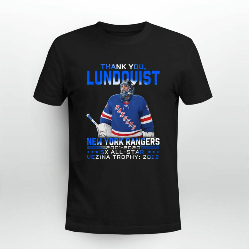 Thank You Lundqvist New York Rangers 2001 2020 Signature 0 T Shirt