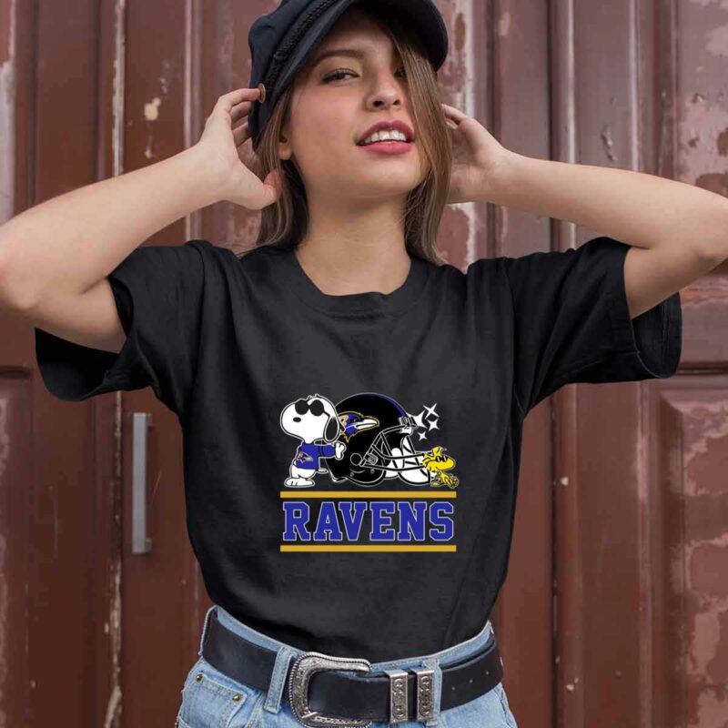 The Baltimore Ravens Joe Cool And Woodstock Snoopy Mashup 0 T Shirt
