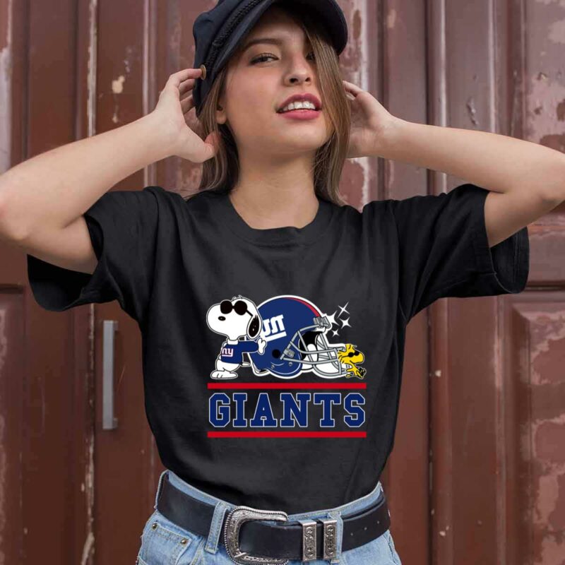 The New York Giants Joe Cool And Woodstock Snoopy Mashup 0 T Shirt