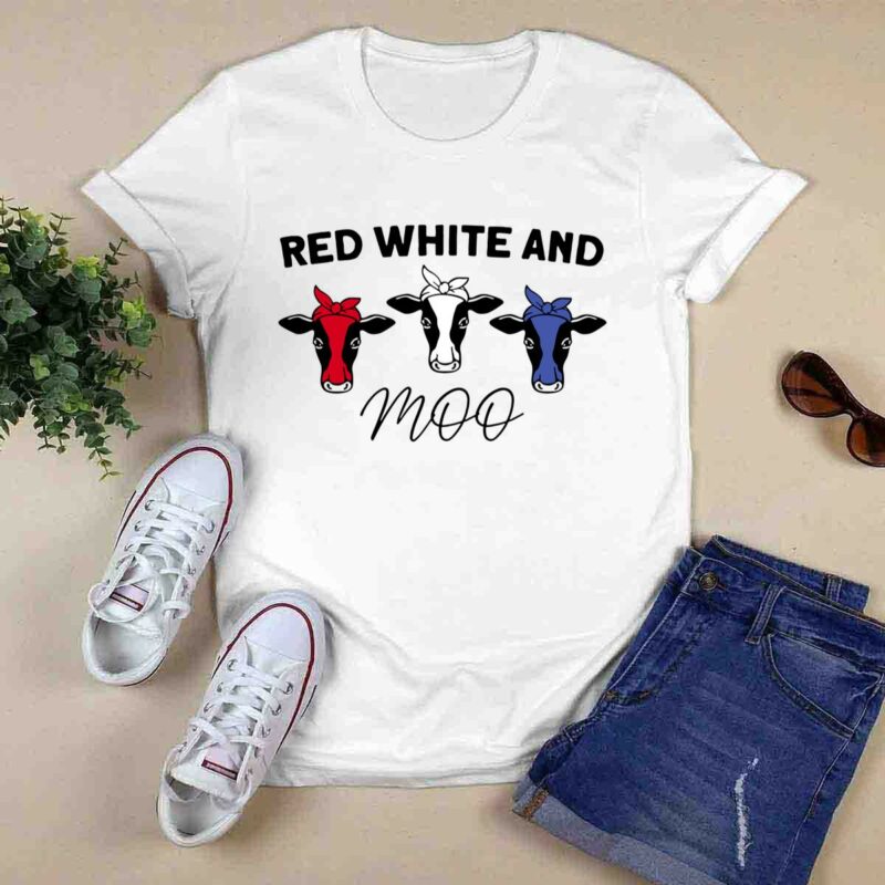 Three Cows Red White And Moo American Flag 0 T Shirt
