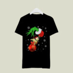 Turtle With Christmas Hat Sit On Bauble With Snowflakes Around 4 T Shirt