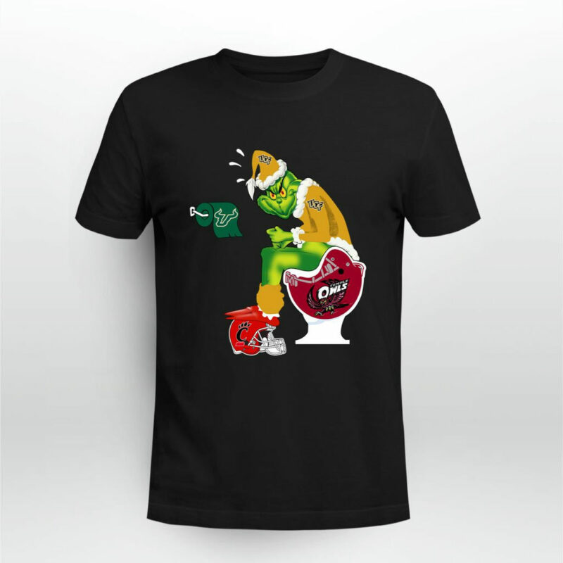 Ucf Knights Grinch Santa Toilet Temple Owls Cincinnati Bearcats Christmas 0 T Shirt