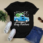 Vintage Car Carrying Christmas Tree Carolina Panthers Merry Christmas 2 T Shirt