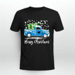 Vintage Car Carrying Christmas Tree Carolina Panthers Merry Christmas 3 T Shirt